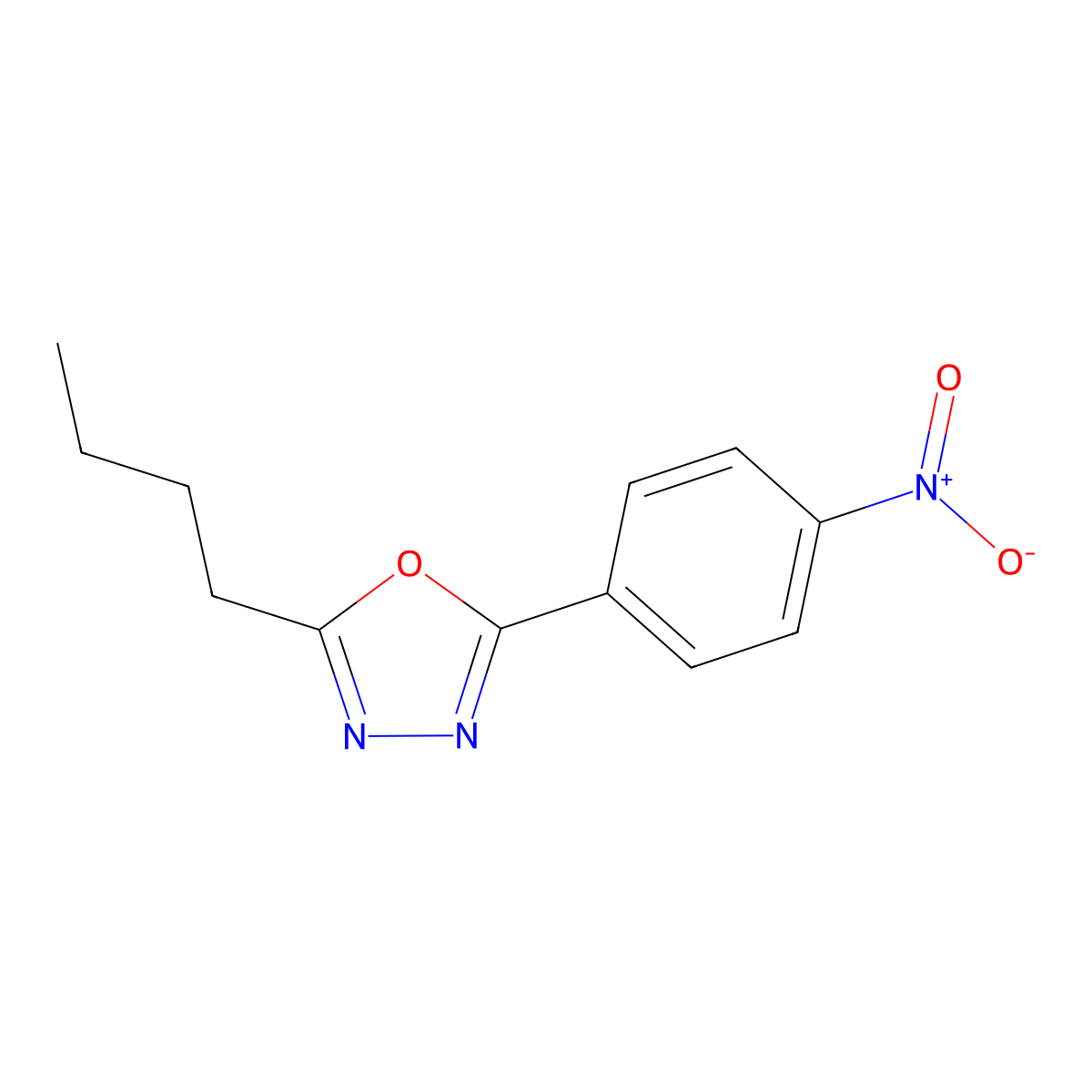 2-Butyl-5-(4-nitrophenyl)-1,3,4-oxadiazole molecular structure, CAS 100933-81-1