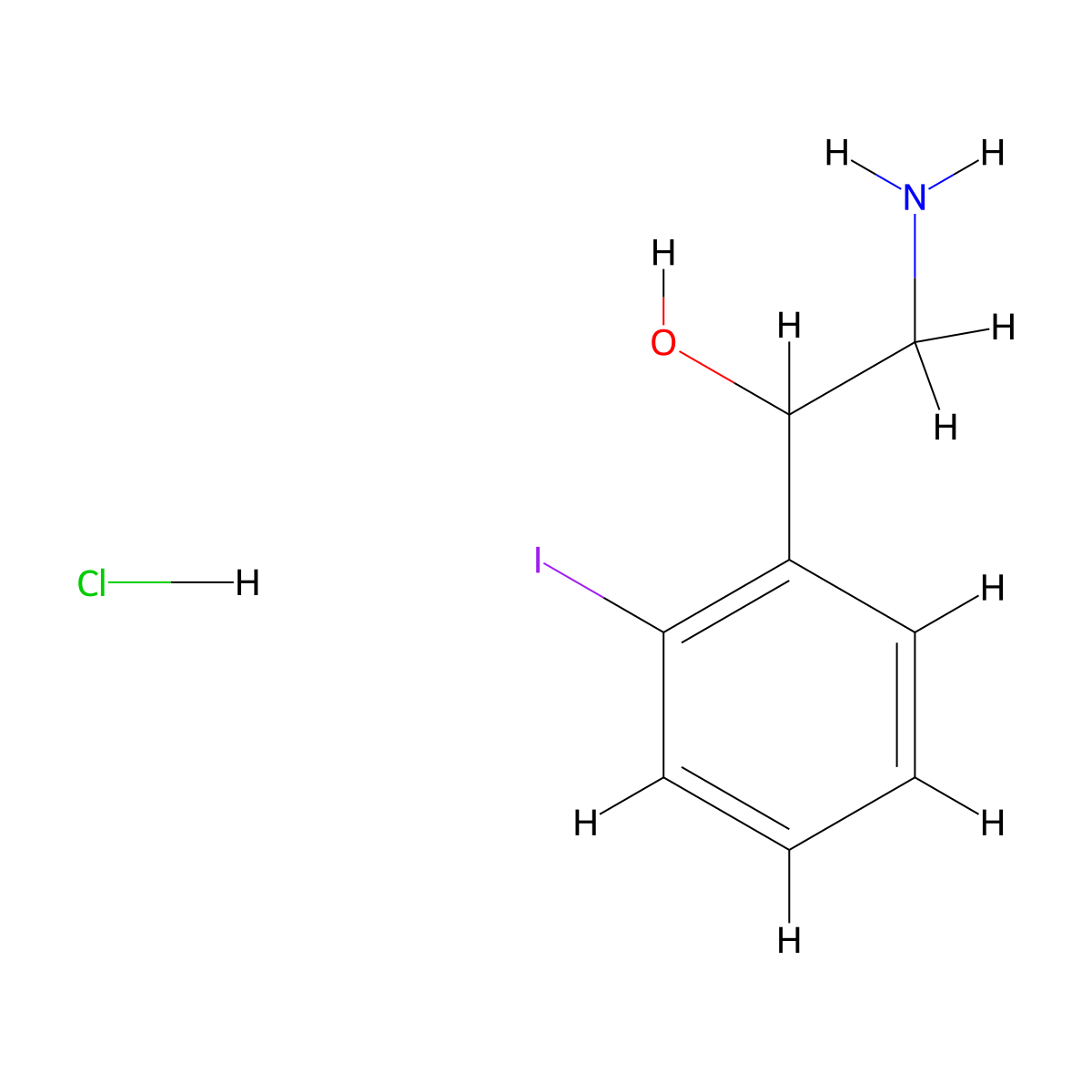 2-Amino-1-(2-iodophenyl)ethanol hydrochloride molecular structure, CAS 1009330-05-5