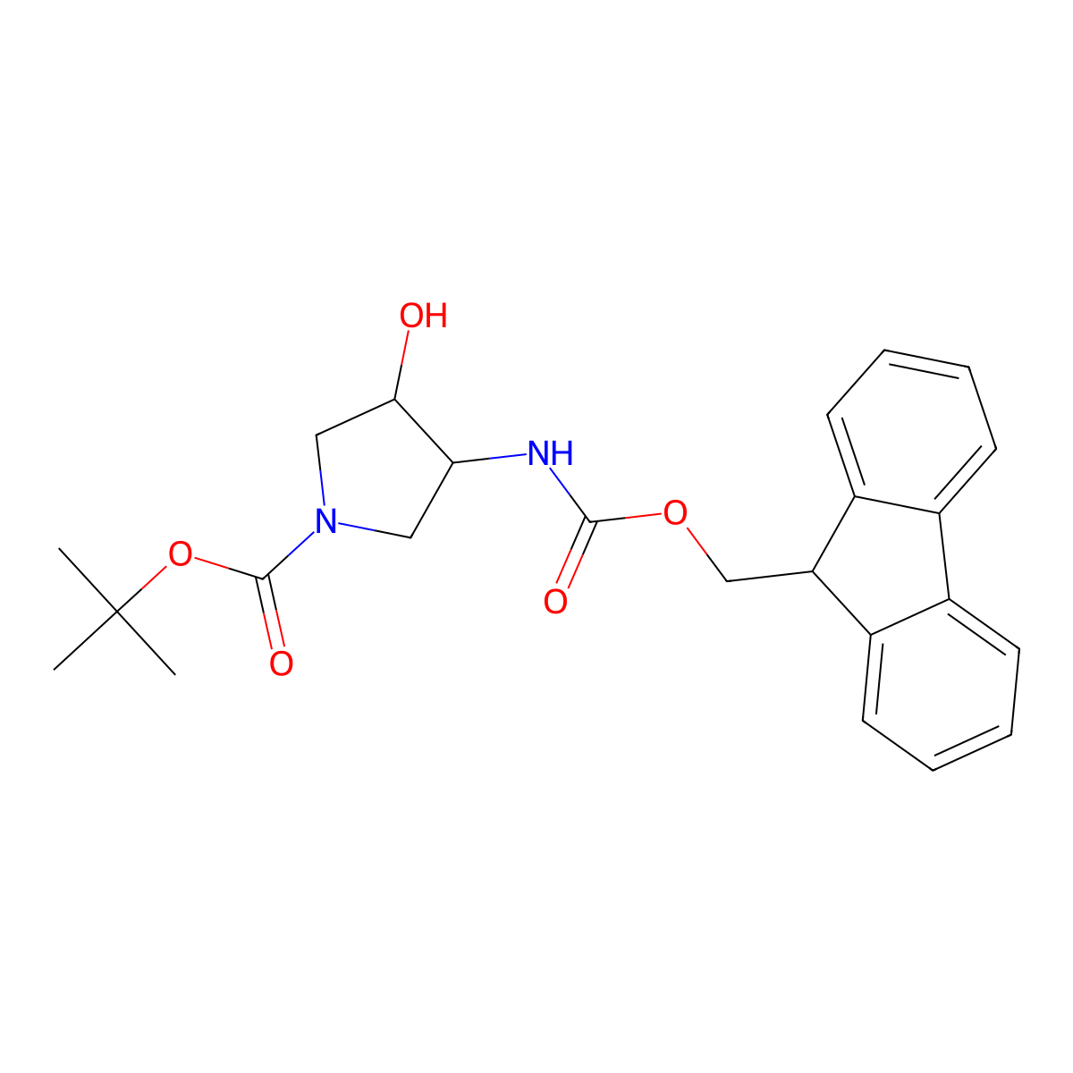 rac-tert-butyl (3R,4R)-3-({[(9H-fluoren-9-yl)methoxy]carbonyl}amino)-4-hydroxypyrrolidine-1-carboxylate molecular structure, CAS 1009335-28-7