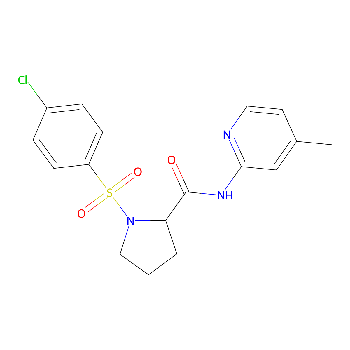 1-(4-chlorophenyl)sulfonyl-N-(4-methylpyridin-2-yl)pyrrolidine-2-carboxamide molecular structure, CAS 1009336-73-5