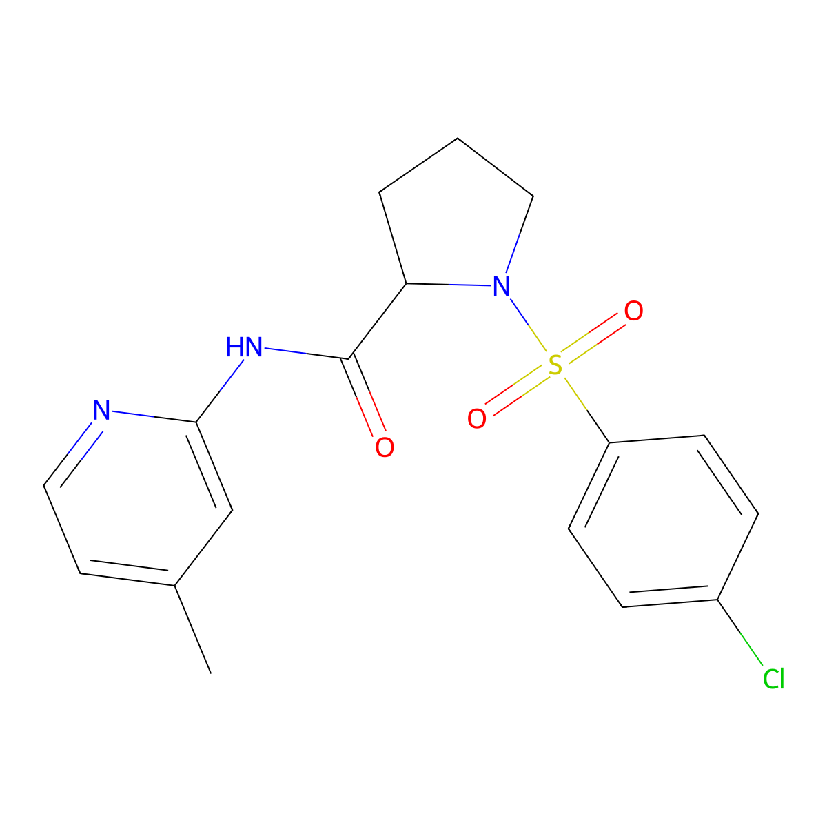 1-(4-chlorophenyl)sulfonyl-N-(4-methylpyridin-2-yl)pyrrolidine-2-carboxamide molecular structure, CAS 1009336-73-5