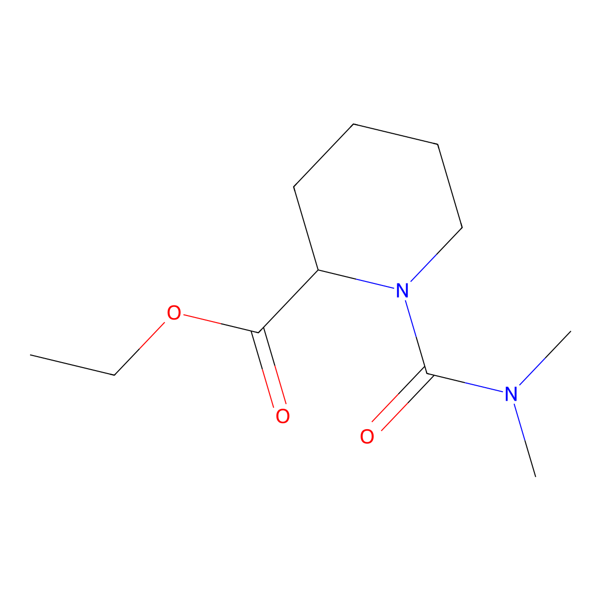 Ethyl 1-(dimethylcarbamoyl)piperidine-2-carboxylate molecular structure, CAS 1009341-34-7