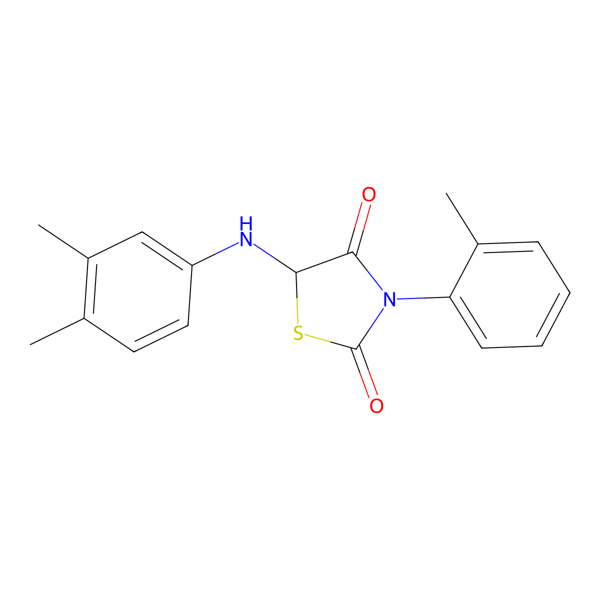 5-[(3,4-Dimethylphenyl)amino]-3-(2-methylphenyl)-1,3-thiazolidine-2,4-dione molecular structure, CAS 1009342-07-7