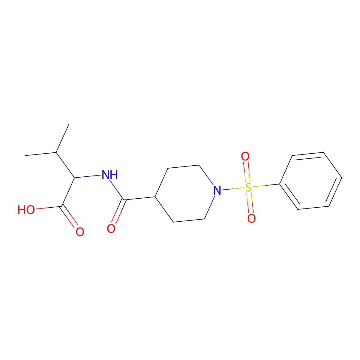 2-{[1-(Benzenesulfonyl)piperidin-4-yl]formamido}-3-methylbutanoic acid molecular structure, CAS 1009342-65-7