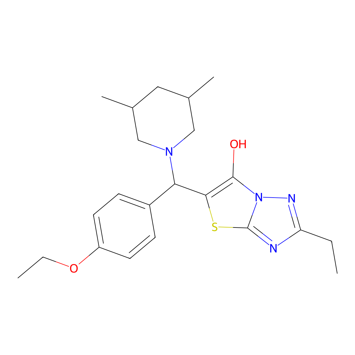 5-((3,5-Dimethylpiperidin-1-yl)(4-ethoxyphenyl)methyl)-2-ethylthiazolo[3,2-b][1,2,4]triazol-6-ol molecular structure, CAS 1009348-18-8