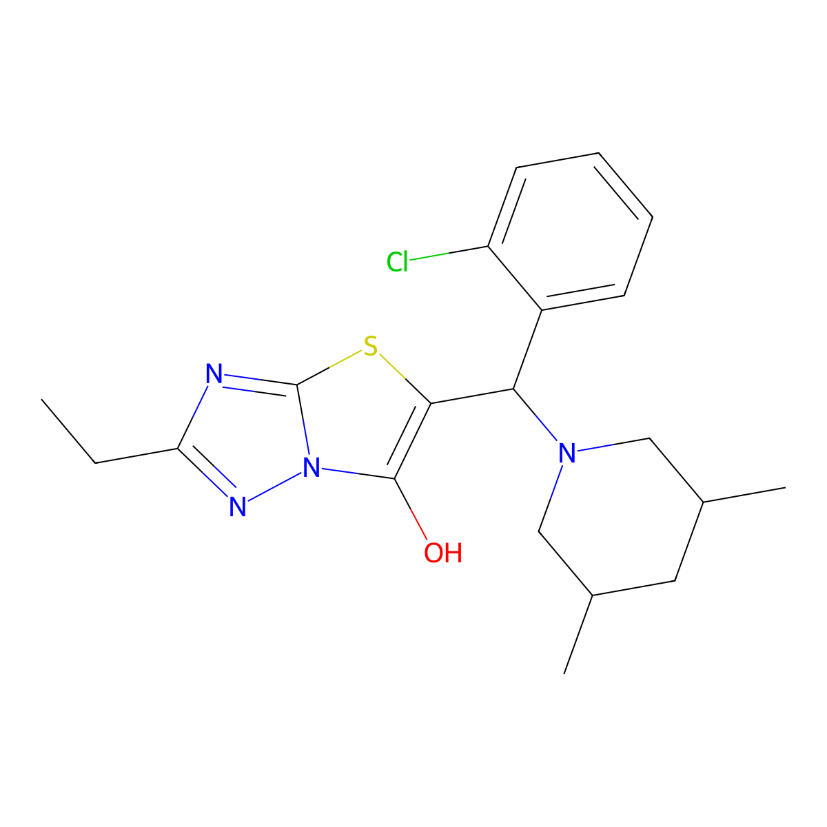 5-((2-Chlorophenyl)(3,5-dimethylpiperidin-1-yl)methyl)-2-ethylthiazolo[3,2-b][1,2,4]triazol-6-ol molecular structure, CAS 1009348-19-9