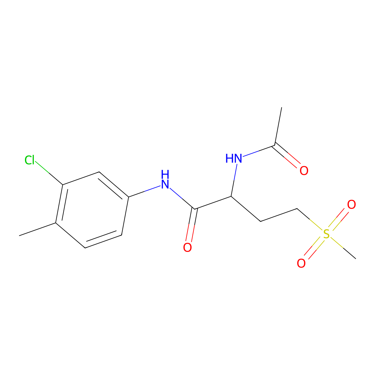 2-acetamido-N-(3-chloro-4-methylphenyl)-4-(methylsulfonyl)butanamide molecular structure, CAS 1009351-52-3