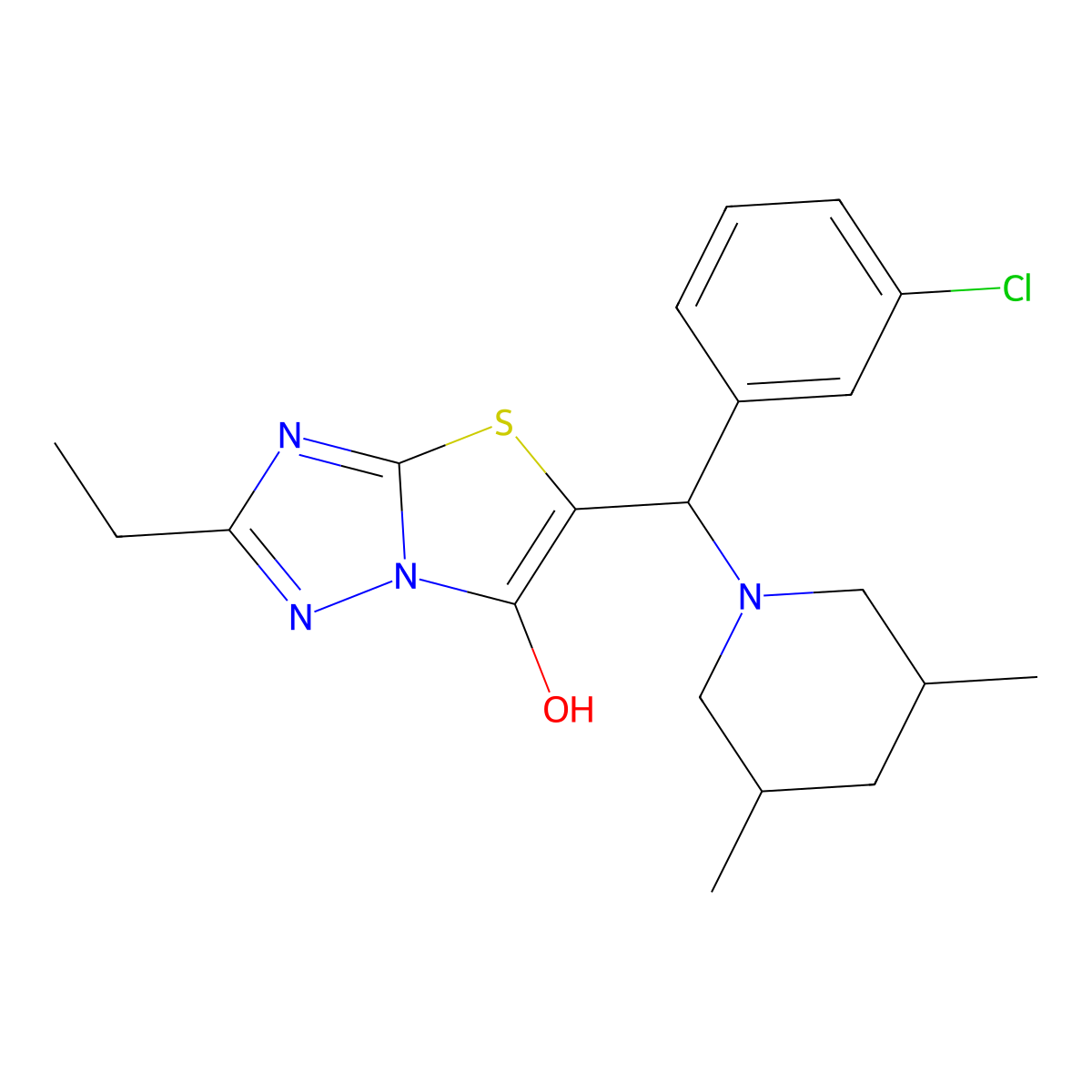 5-((3-Chlorophenyl)(3,5-dimethylpiperidin-1-yl)methyl)-2-ethylthiazolo[3,2-b][1,2,4]triazol-6-ol molecular structure, CAS 1009352-00-4