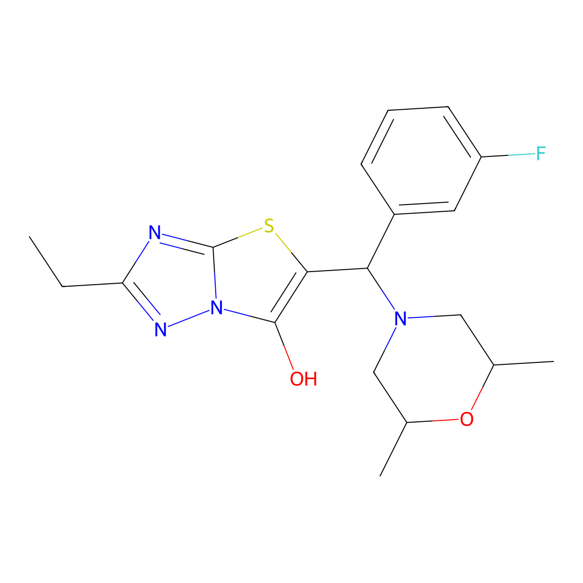 5-((2,6-Dimethylmorpholino)(3-fluorophenyl)methyl)-2-ethylthiazolo[3,2-b][1,2,4]triazol-6-ol molecular structure, CAS 1009352-01-5