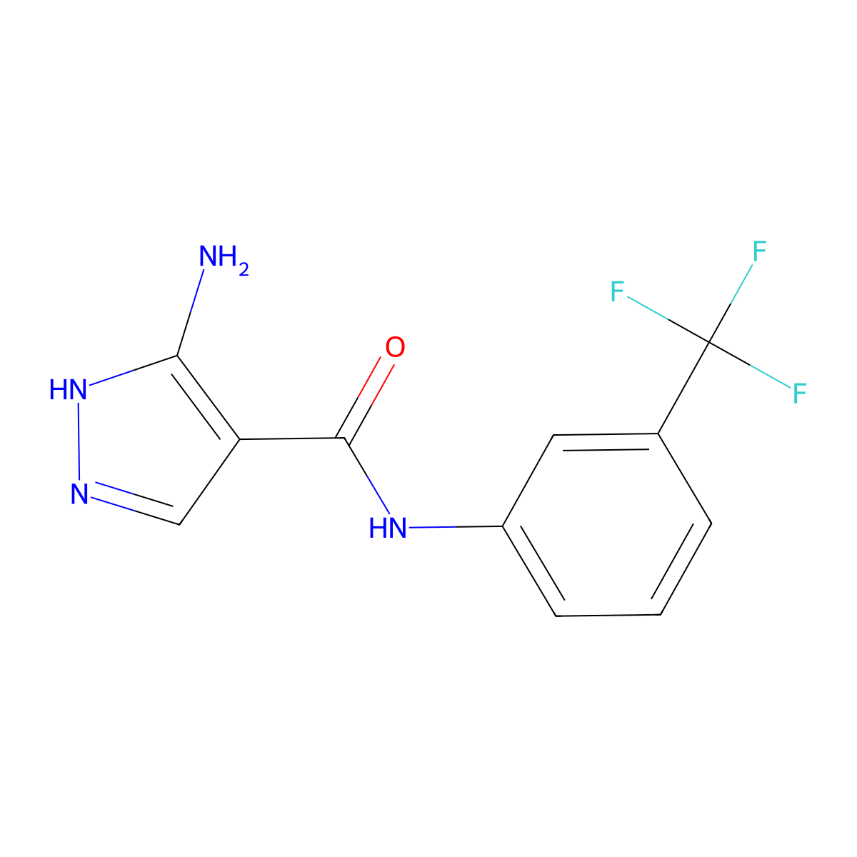 5-Amino-N-(3-(trifluoromethyl)phenyl)-1H-pyrazole-4-carboxamide molecular structure, CAS 1009360-89-7