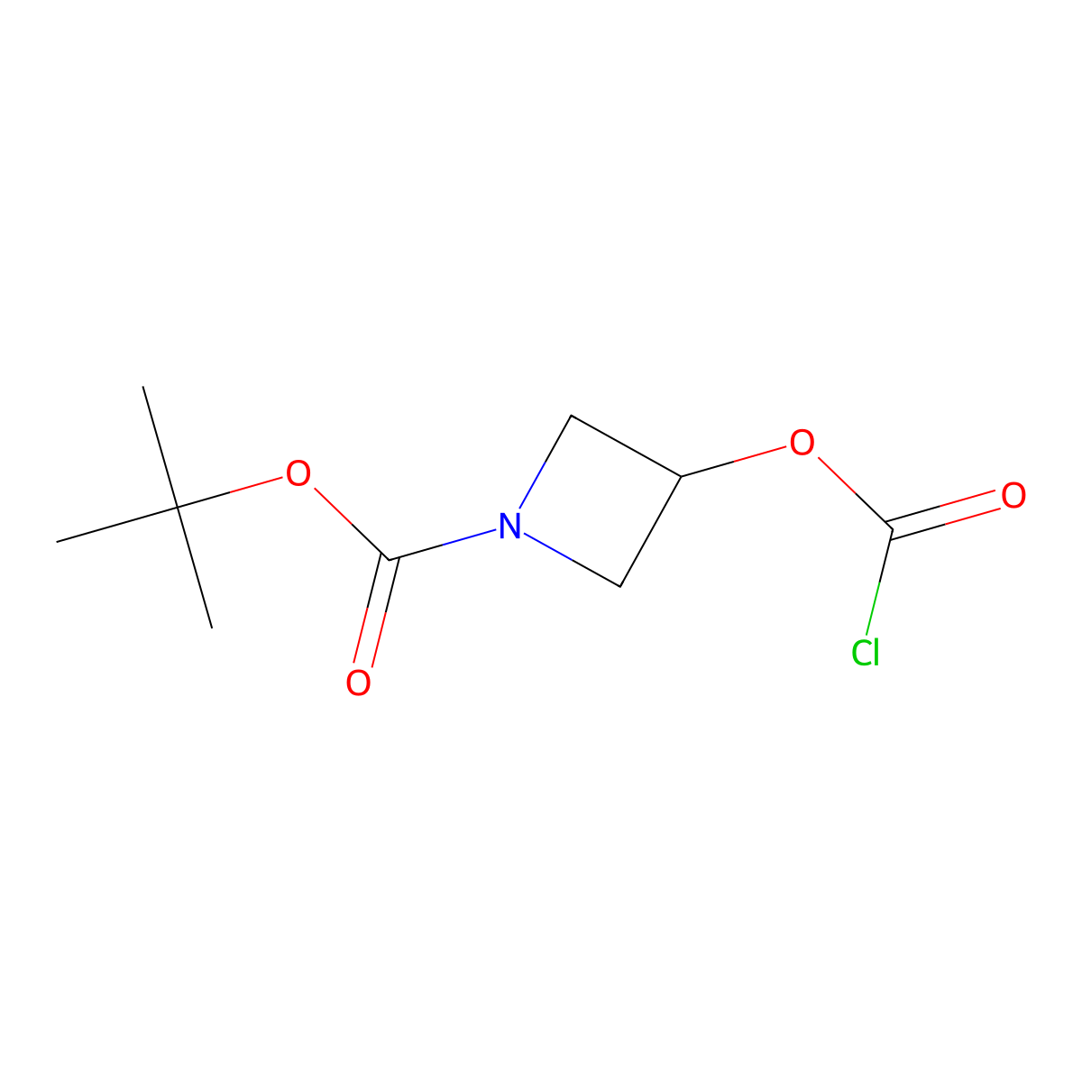Tert-butyl 3-[(chlorocarbonyl)oxy]azetidine-1-carboxylate molecular structure, CAS 1009368-28-8