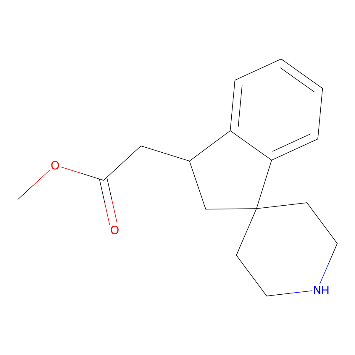 Methyl 2-(2,3-dihydrospiro[indene-1,4'-piperidin]-3-yl)acetate molecular structure, CAS 1009374-71-3