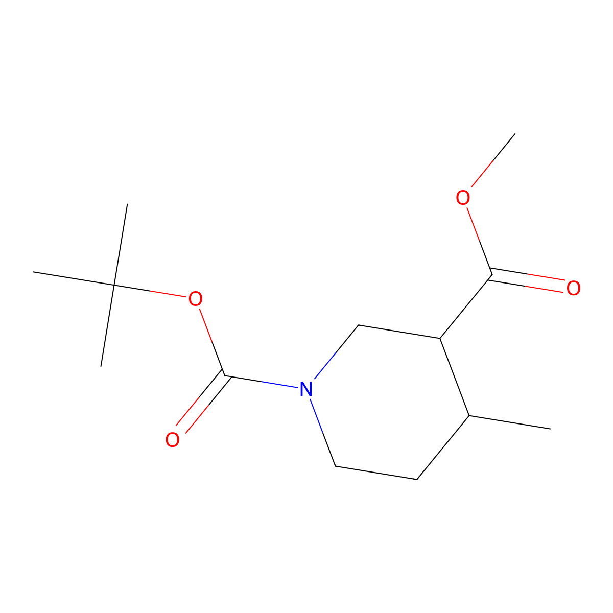 1-tert-butyl 3-methyl (3R,4R)-rel-4-methylpiperidine-1,3-dicarboxylate molecular structure, CAS 1009376-53-7