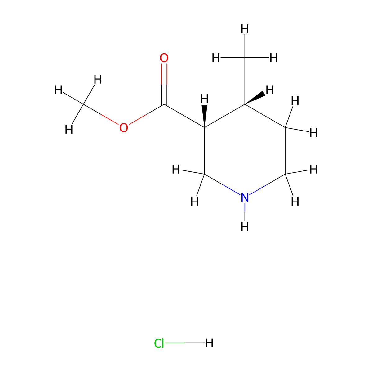 rac-methyl (3R,4R)-4-methylpiperidine-3-carboxylate hydrochloride molecular structure, CAS 1009376-67-3