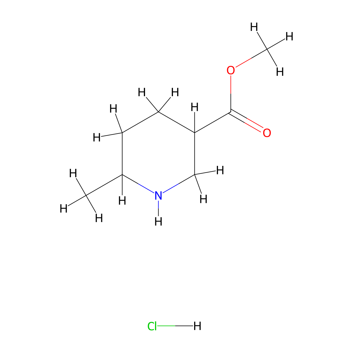 Methyl 6-methylpiperidine-3-carboxylate hydrochloride molecular structure, CAS 1009376-74-2