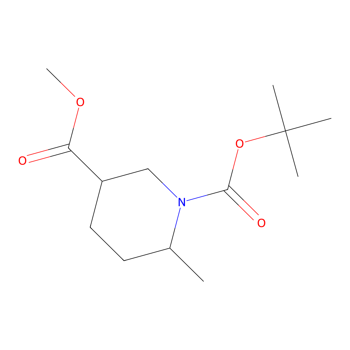 trans-6-Methyl-piperidine-1,3-dicarboxylic acid 1-tert-butyl ester 3-methyl ester molecular structure, CAS 1009376-75-3
