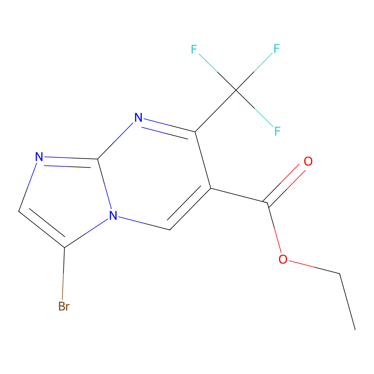 Ethyl 3-bromo-7-(trifluoromethyl)imidazo[1,2-a]pyrimidine-6-carboxylate molecular structure, CAS 1009378-98-6