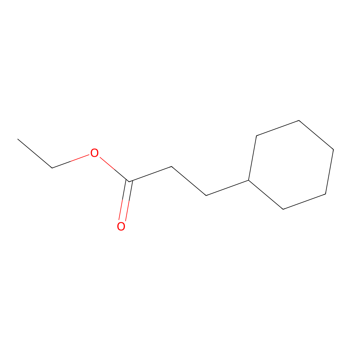 Ethyl cyclohexane propionate molecular structure, CAS 10094-36-7