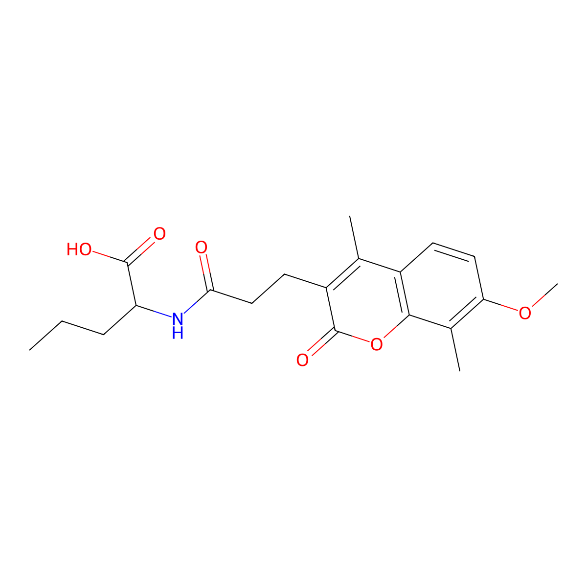 N-[3-(7-methoxy-4,8-dimethyl-2-oxo-2H-chromen-3-yl)propanoyl]norvaline molecular structure, CAS 1009410-00-7