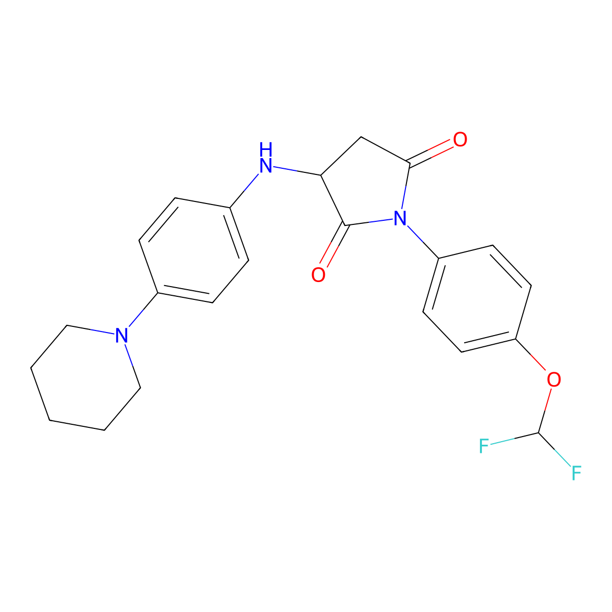 1-(4-(Difluoromethoxy)phenyl)-3-((4-(piperidin-1-yl)phenyl)amino)pyrrolidine-2,5-dione molecular structure, CAS 1009417-20-2