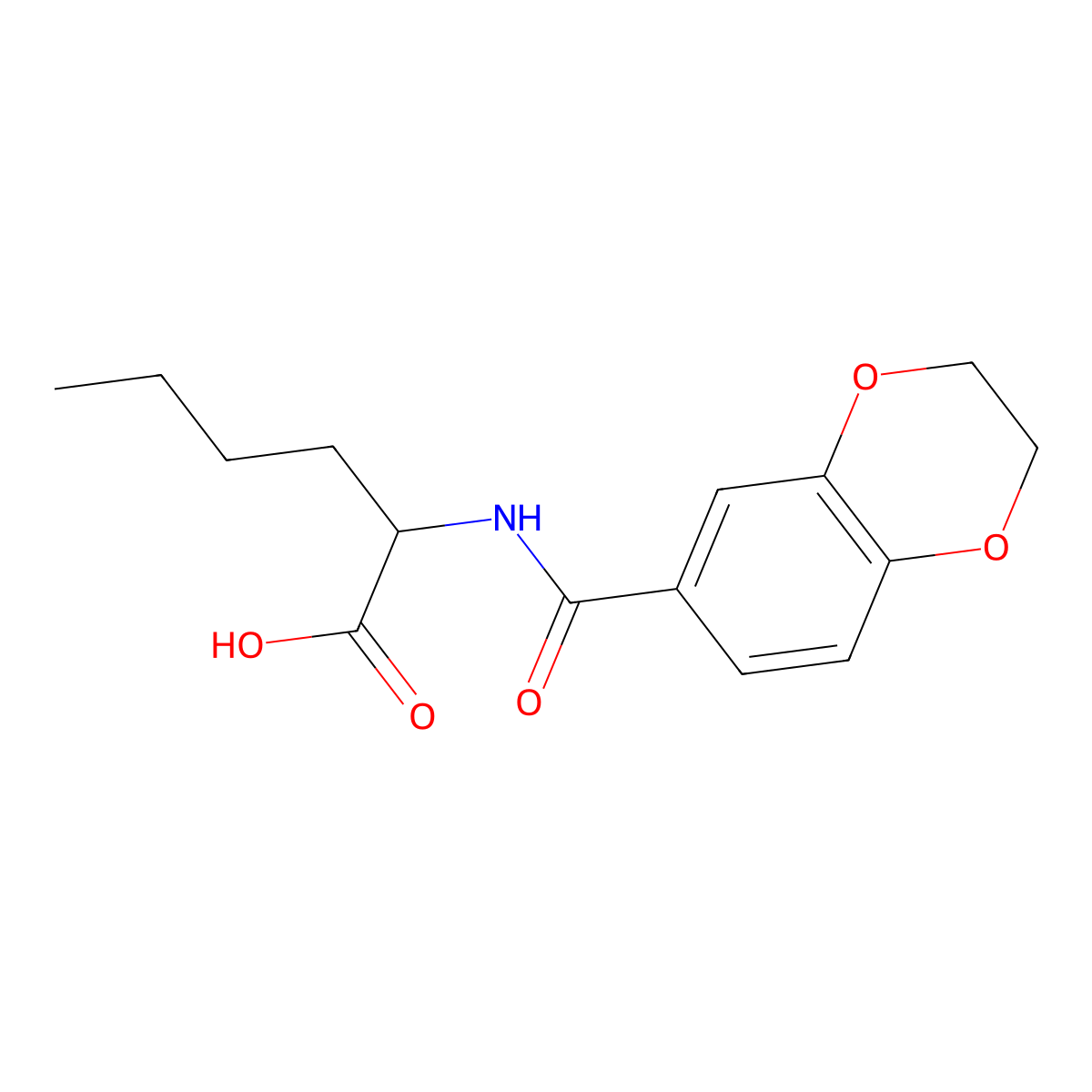2-[(2,3-Dihydro-benzo[1,4]dioxine-6-carbonyl)-amino]-hexanoic acid molecular structure, CAS 1009419-86-6