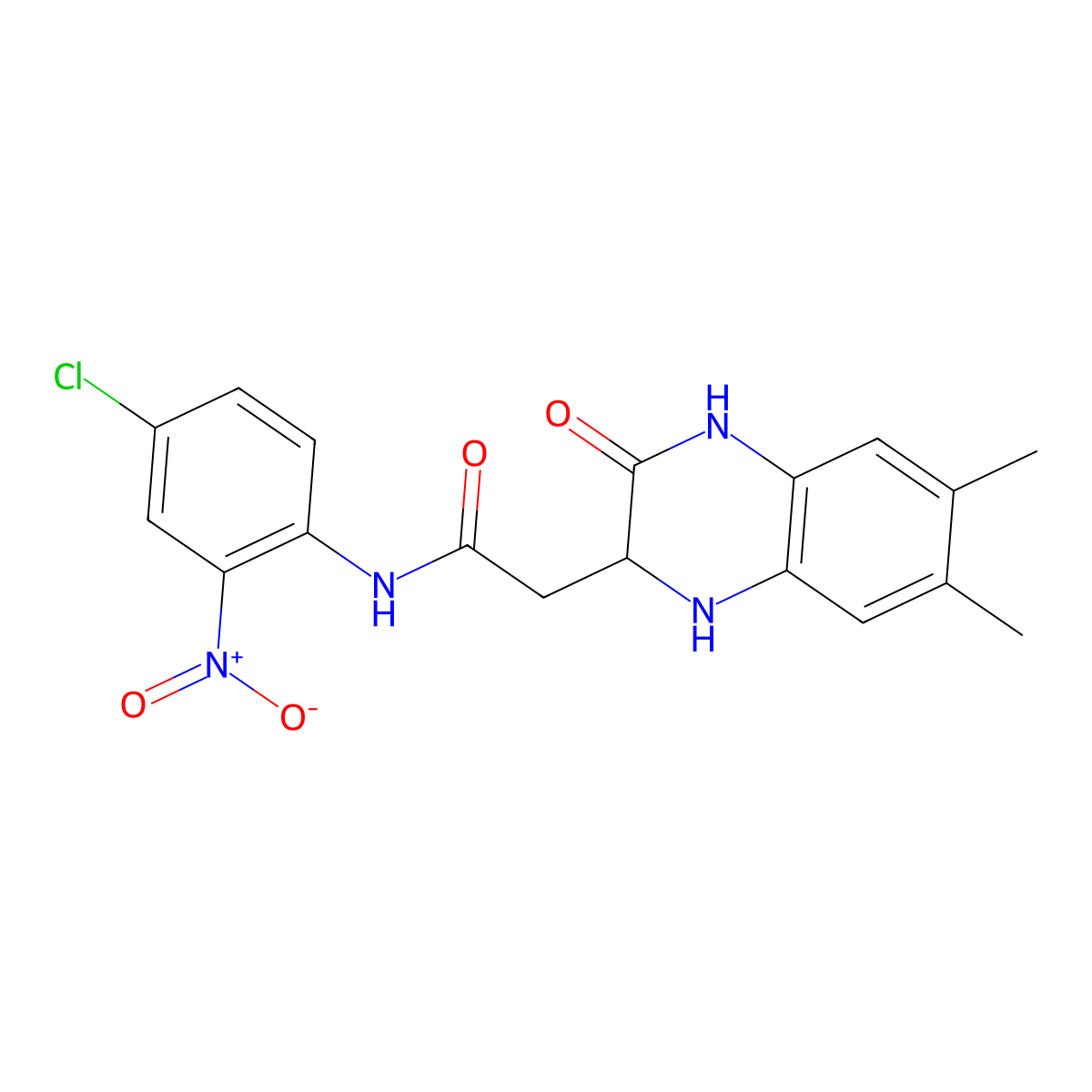 N-(4-chloro-2-nitrophenyl)-2-(6,7-dimethyl-3-oxo-1,2,3,4-tetrahydroquinoxalin-2-yl)acetamide molecular structure, CAS 1009420-10-3