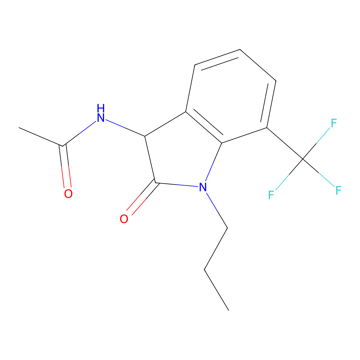 N-[2-oxo-1-propyl-7-(trifluoromethyl)-2,3-dihydro-1H-indol-3-yl]acetamide molecular structure, CAS 1009422-82-5