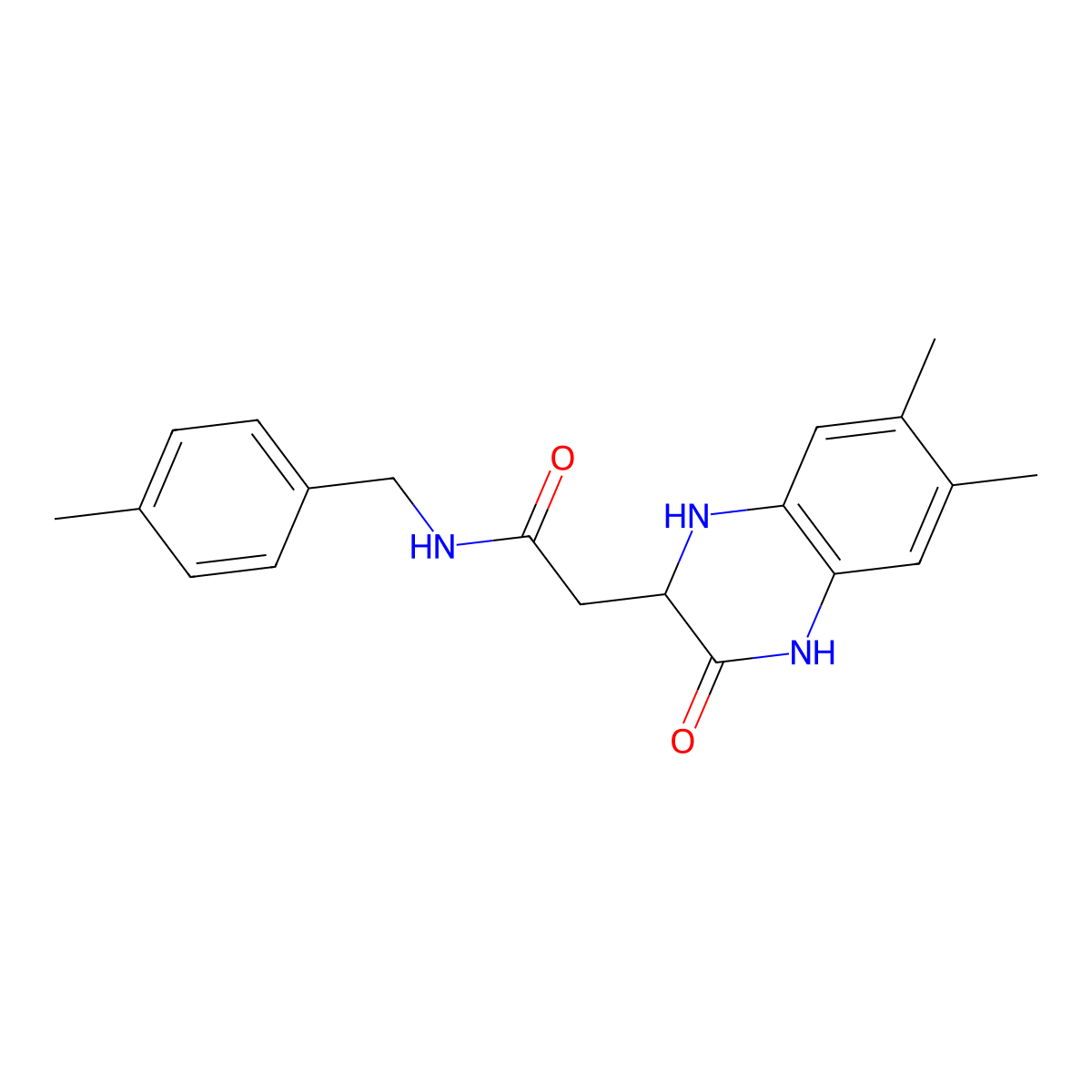 2-(6,7-dimethyl-3-oxo-1,2,3,4-tetrahydroquinoxalin-2-yl)-N-(4-methylbenzyl)acetamide molecular structure, CAS 1009431-70-2