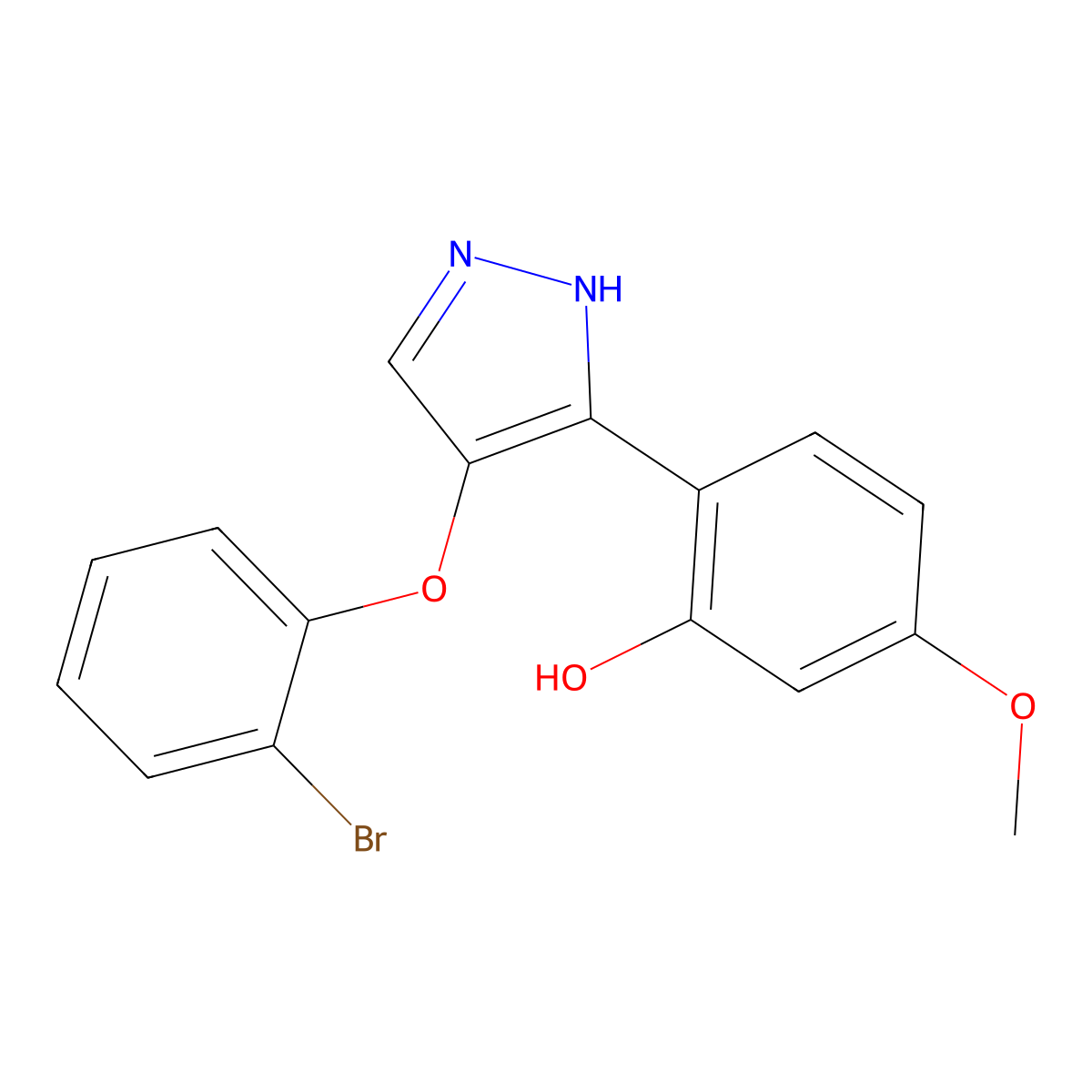2-(4-(2-bromophenoxy)-1H-pyrazol-3-yl)-5-methoxyphenol molecular structure, CAS 1009439-00-2