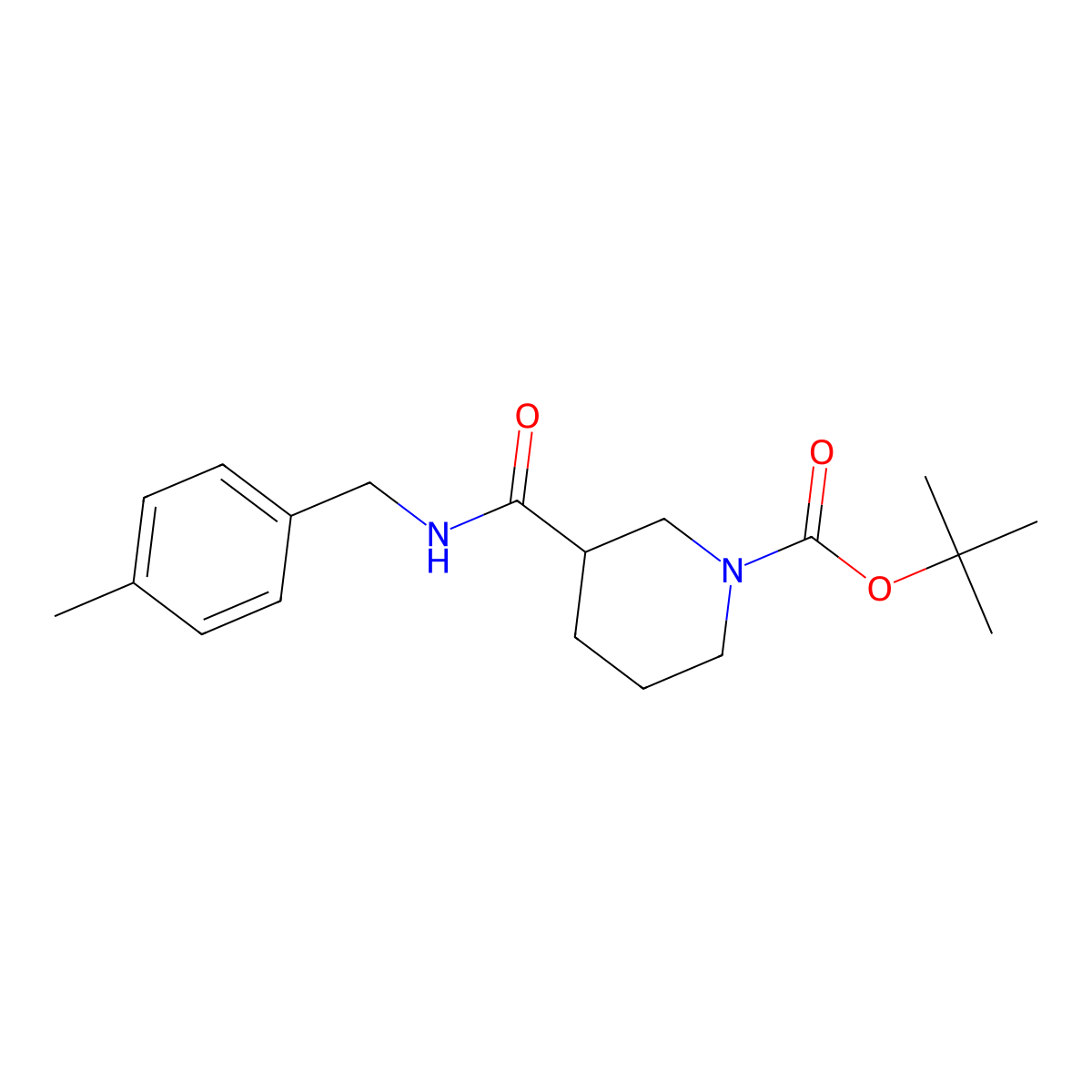 tert-Butyl 3-((4-methylbenzyl)carbamoyl)piperidine-1-carboxylate molecular structure, CAS 1009451-41-5