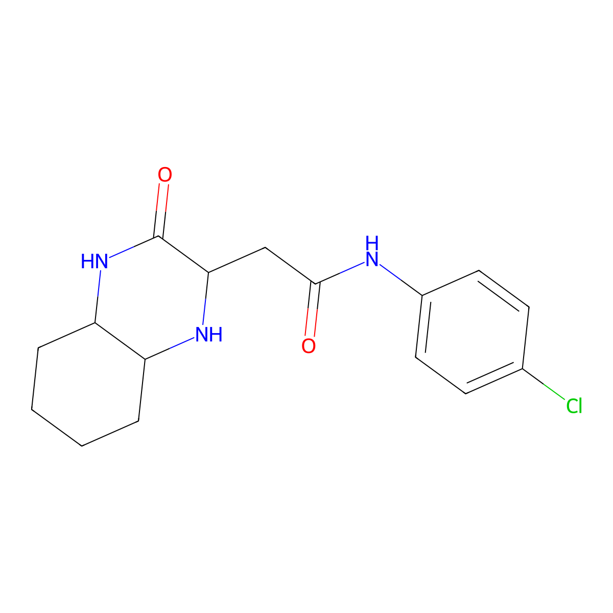 N-(4-chlorophenyl)-2-(3-oxodecahydroquinoxalin-2-yl)acetamide molecular structure, CAS 1009459-41-9