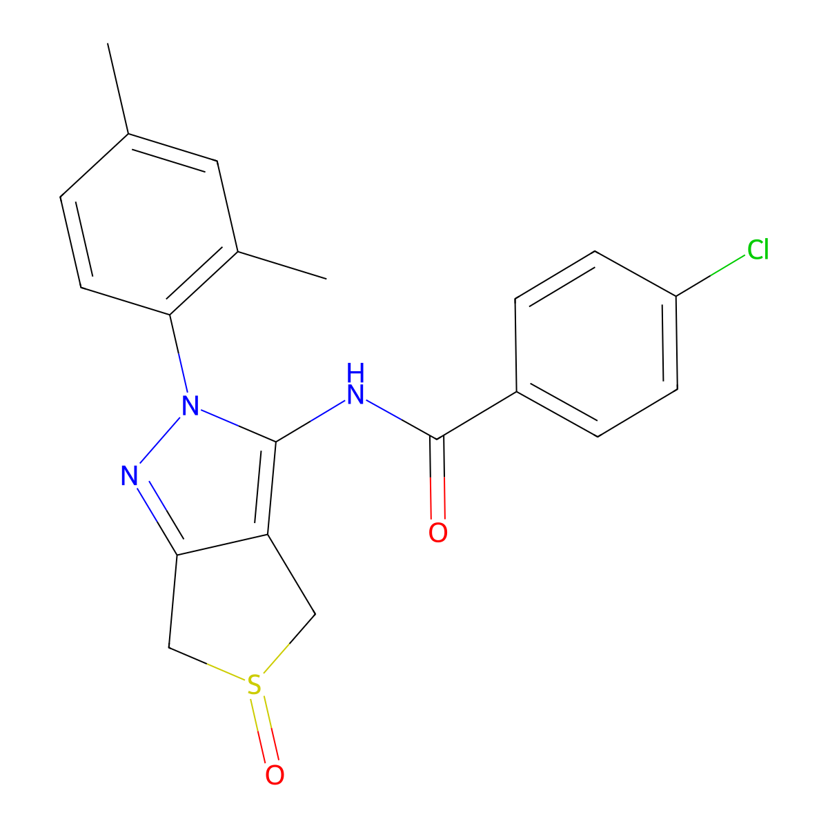 4-chloro-N-(2-(2,4-dimethylphenyl)-5-oxido-4,6-dihydro-2H-thieno[3,4-c]pyrazol-3-yl)benzamide molecular structure, CAS 1009459-67-9
