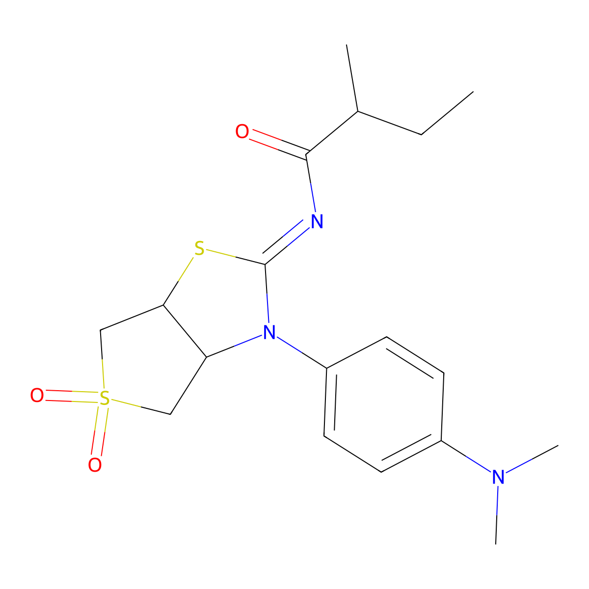 N-[(2E)-3-[4-(dimethylamino)phenyl]-5,5-dioxidotetrahydrothieno[3,4-d][1,3]thiazol-2(3H)-ylidene]-2-methylbutanamide molecular structure, CAS 1009462-13-8
