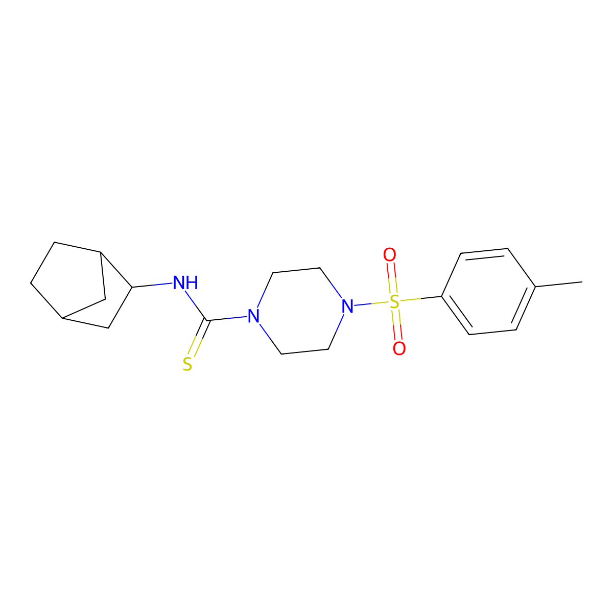 N-(bicyclo[2.2.1]hept-2-yl)-4-[(4-methylphenyl)sulfonyl]piperazine-1-carbothioamide molecular structure, CAS 1009463-07-3