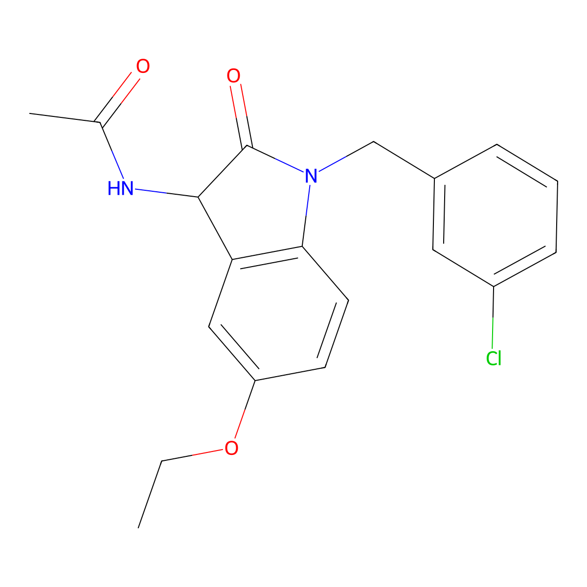 N-[1-(3-chlorobenzyl)-5-ethoxy-2-oxo-2,3-dihydro-1H-indol-3-yl]acetamide molecular structure, CAS 1009479-51-9