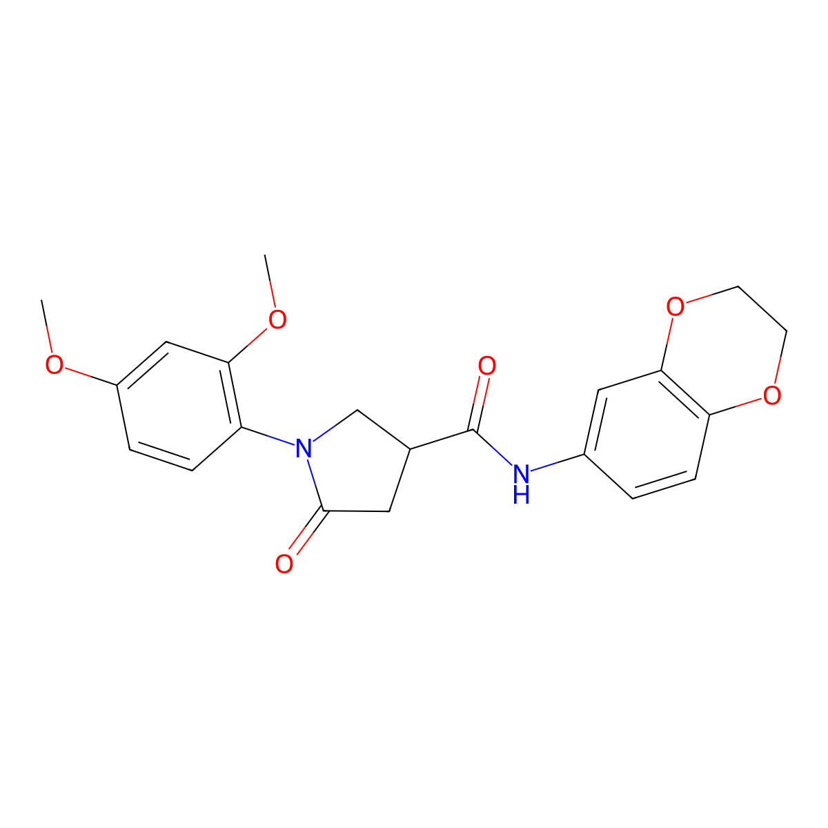N-(2,3-dihydro-1,4-benzodioxin-6-yl)-1-(2,4-dimethoxyphenyl)-5-oxopyrrolidine-3-carboxamide molecular structure, CAS 1009482-68-1