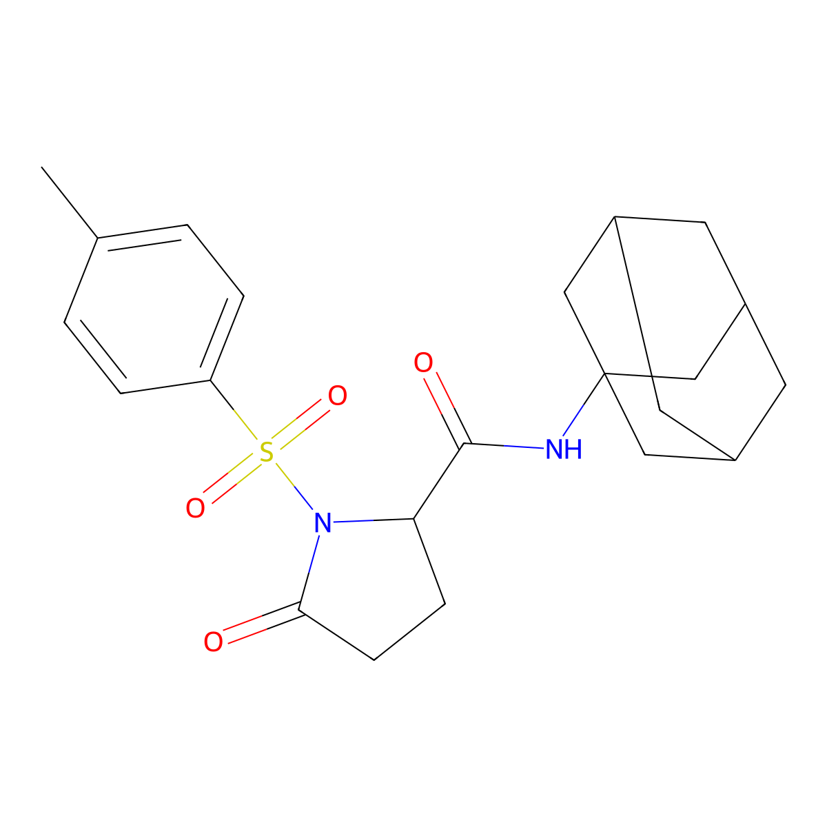 N-(1-adamantyl)-1-(4-methylphenyl)sulfonyl-5-oxopyrrolidine-2-carboxamide molecular structure, CAS 1009486-06-9