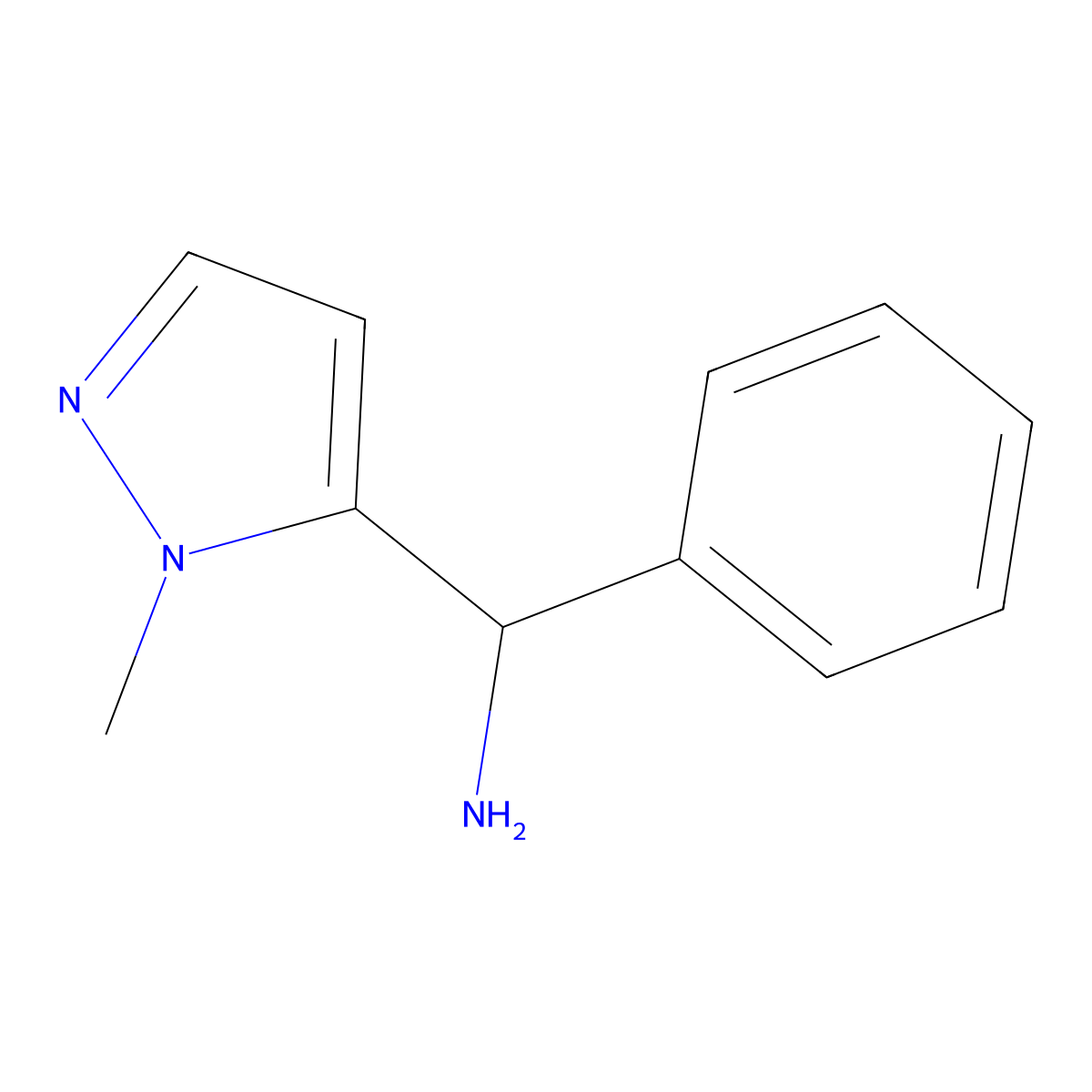 (1-methyl-1H-pyrazol-5-yl)(phenyl)methanamine molecular structure, CAS 1009486-61-6