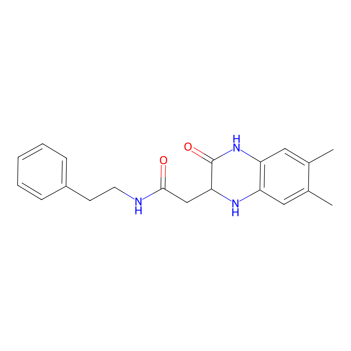 2-(6,7-dimethyl-3-oxo-1,2,3,4-tetrahydroquinoxalin-2-yl)-N-phenethylacetamide molecular structure, CAS 1009487-30-2