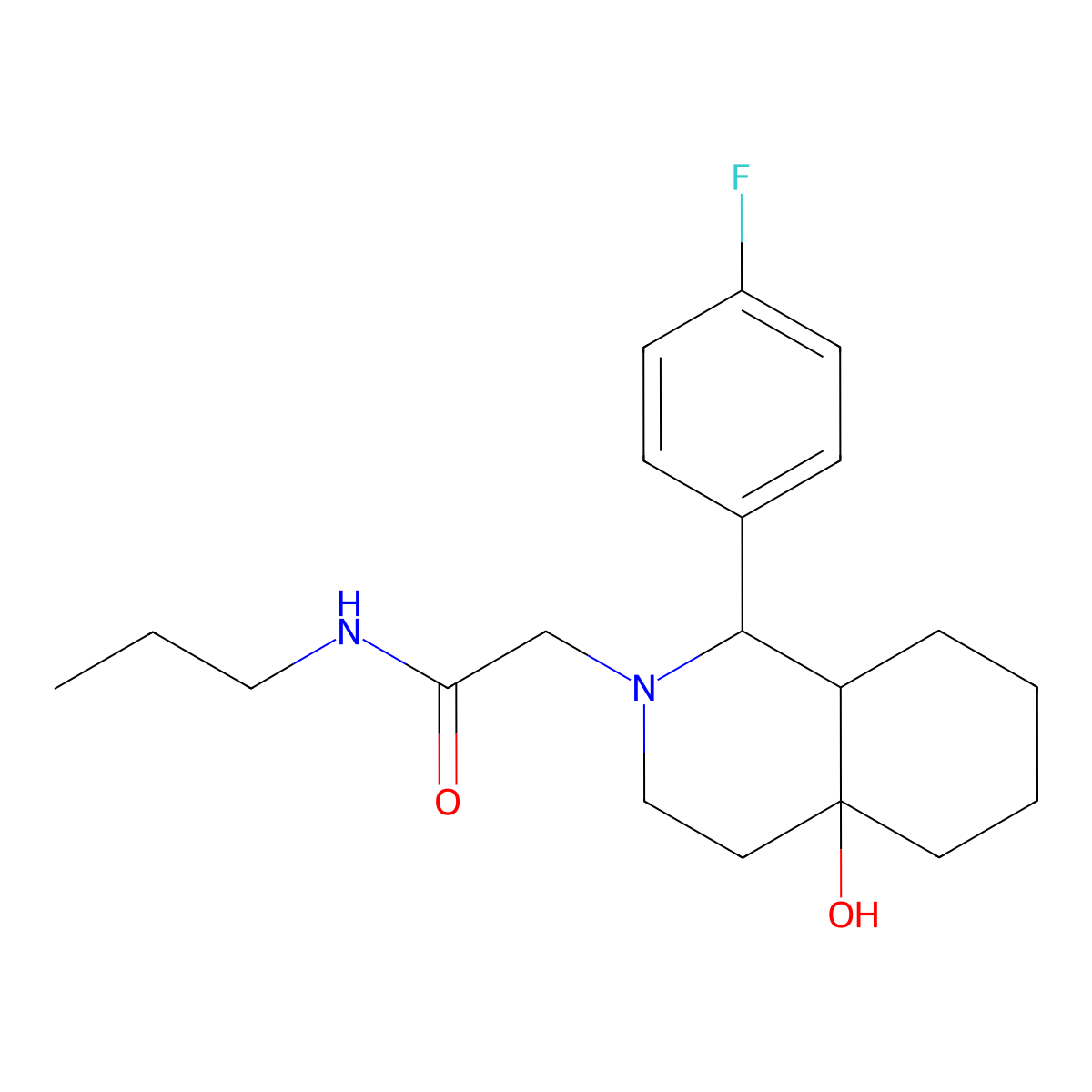 2-(1-(4-fluorophenyl)-4a-hydroxyoctahydroisoquinolin-2(1H)-yl)-N-propylacetamide molecular structure, CAS 1009487-35-7
