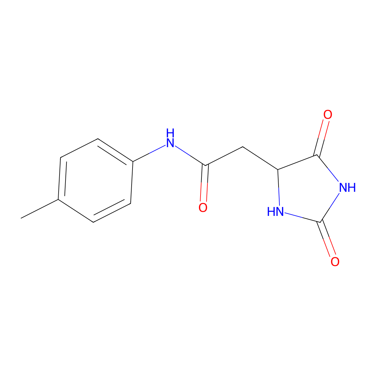 2-(2,5-dioxoimidazolidin-4-yl)-N-(4-methylphenyl)acetamide molecular structure, CAS 1009488-20-3