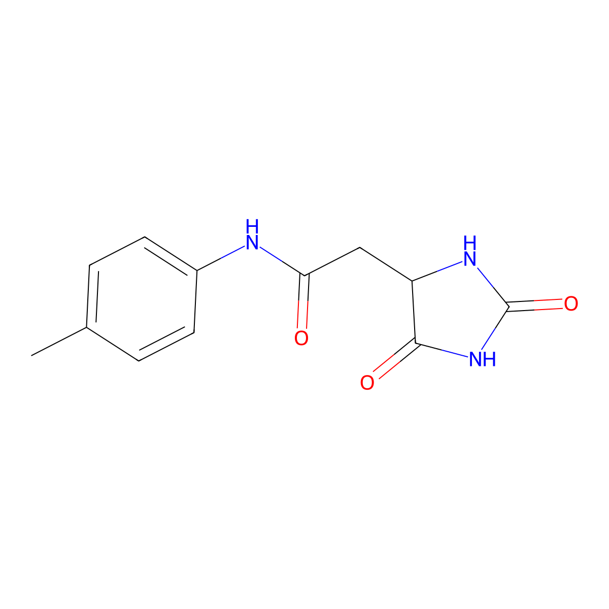 2-(2,5-dioxoimidazolidin-4-yl)-N-(4-methylphenyl)acetamide molecular structure, CAS 1009488-20-3