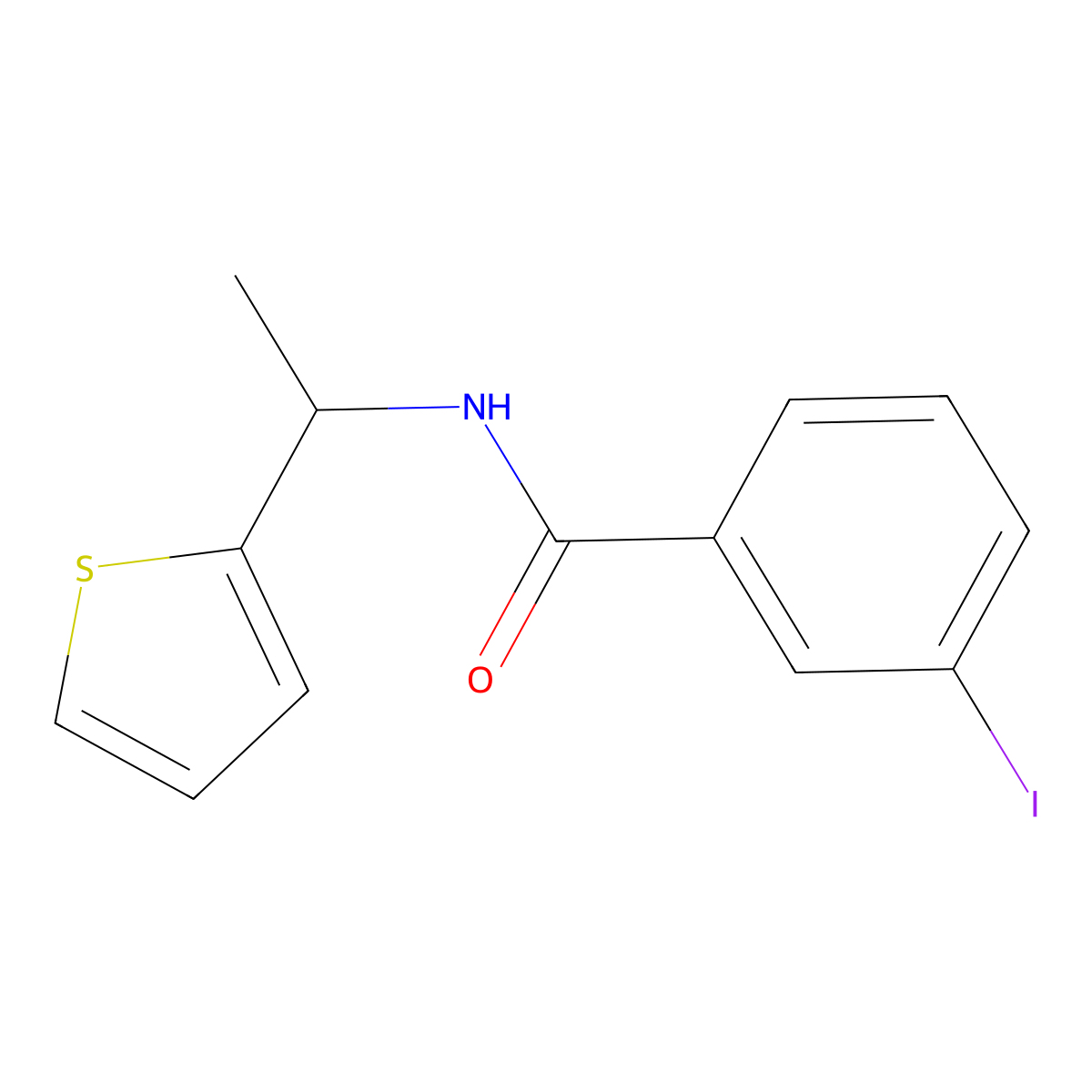 3-Iodo-N-(1-(thiophen-2-yl)ethyl)benzamide molecular structure, CAS 1009489-10-4
