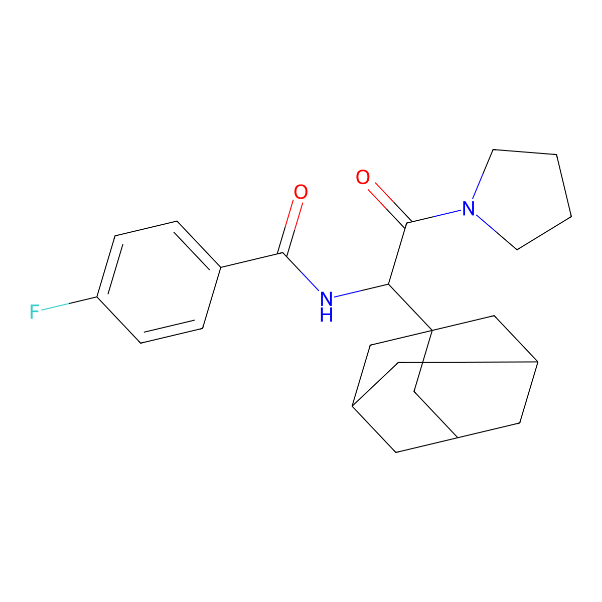 N-[1-(1-adamantyl)-2-oxo-2-pyrrolidin-1-ylethyl]-4-fluorobenzamide molecular structure, CAS 1009489-96-6