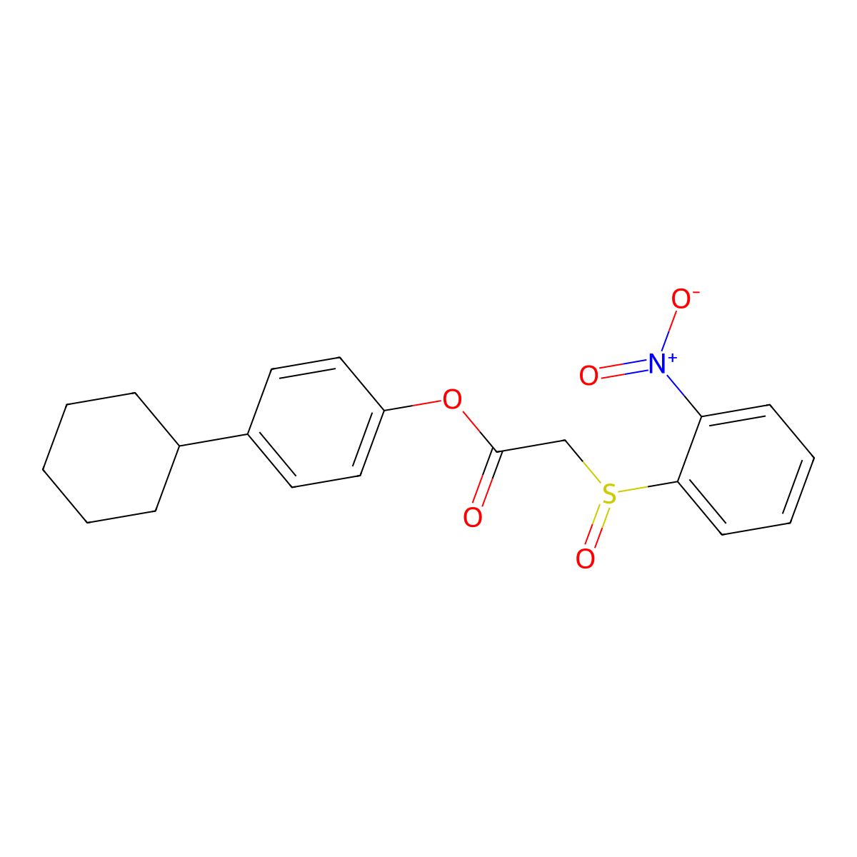4-Cyclohexylphenyl 2-((2-nitrophenyl)sulfinyl)acetate molecular structure, CAS 1009495-82-2