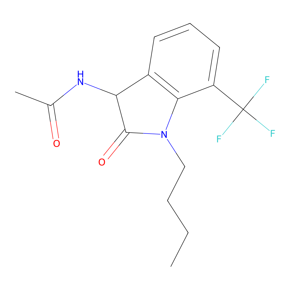 N-[1-butyl-2-oxo-7-(trifluoromethyl)-3H-indol-3-yl]acetamide molecular structure, CAS 1009502-15-1
