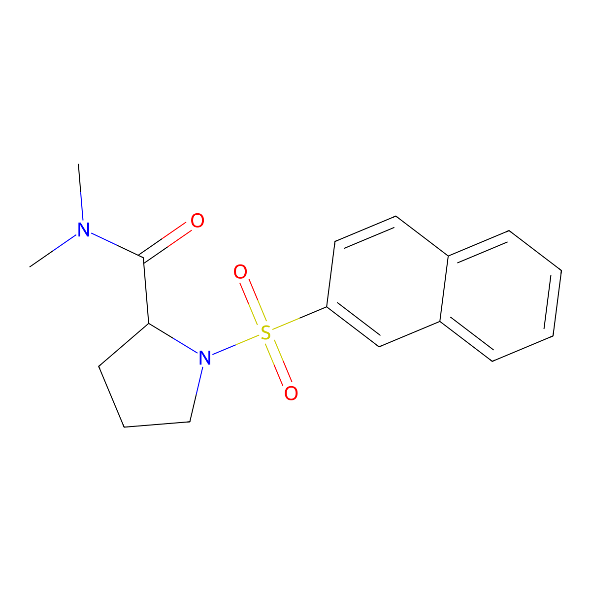 N,N-dimethyl-1-naphthalen-2-ylsulfonylpyrrolidine-2-carboxamide molecular structure, CAS 1009505-74-1