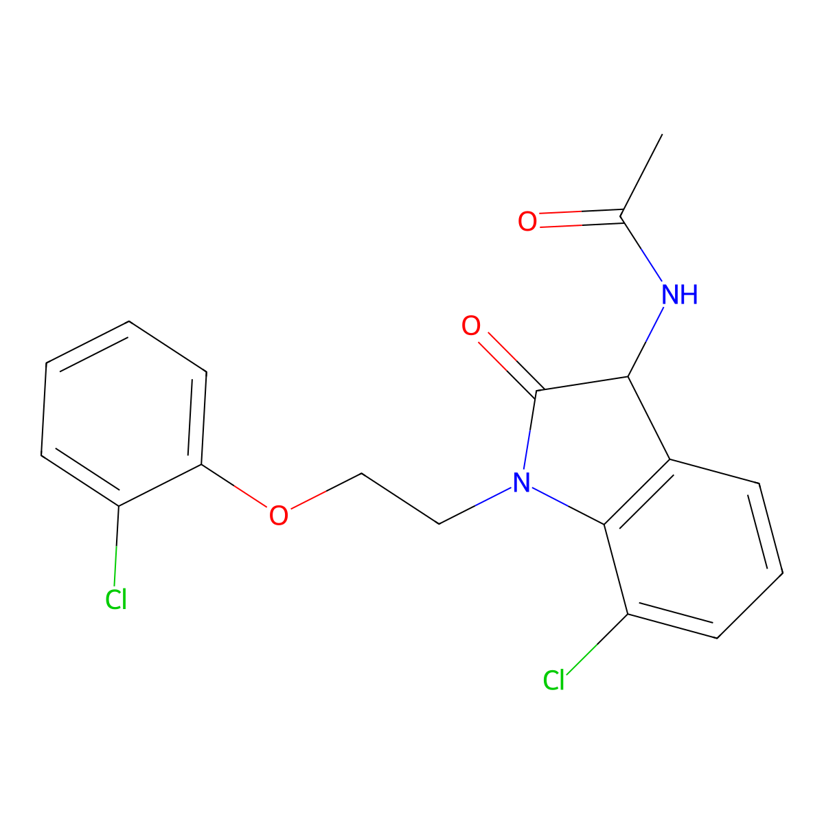 N-{7-chloro-1-[2-(2-chlorophenoxy)ethyl]-2-oxoindolin-3-yl}acetamide molecular structure, CAS 1009510-52-4