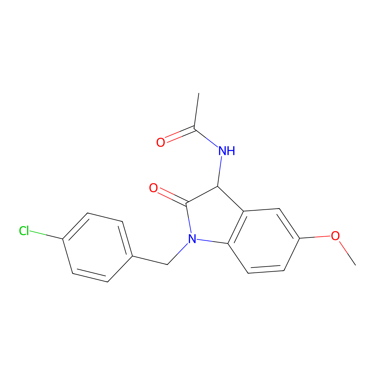 N-[1-(4-chlorobenzyl)-5-methoxy-2-oxo-2,3-dihydro-1H-indol-3-yl]acetamide molecular structure, CAS 1009510-71-7