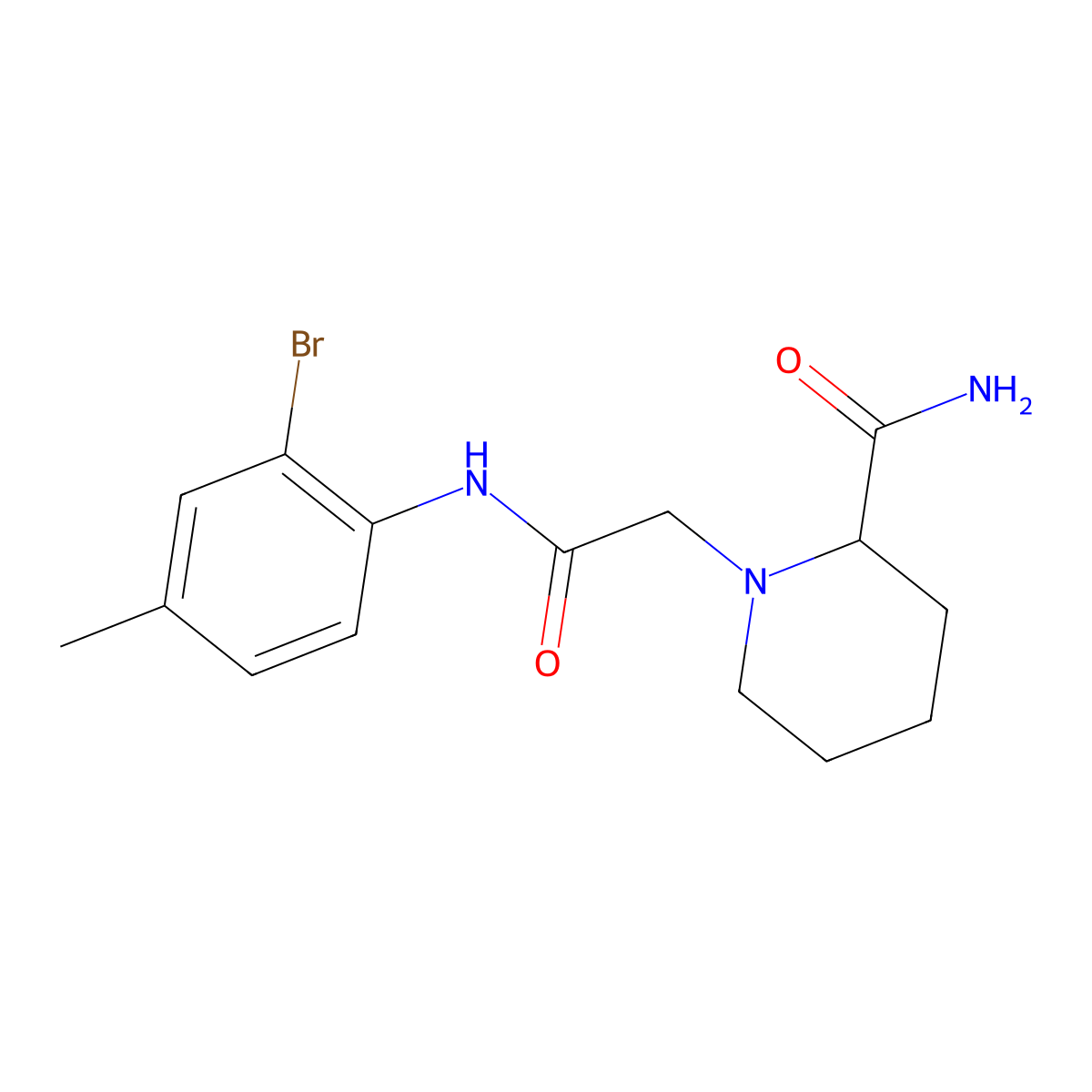 1-{[(2-Bromo-4-methylphenyl)carbamoyl]methyl}piperidine-2-carboxamide molecular structure, CAS 1009512-23-5